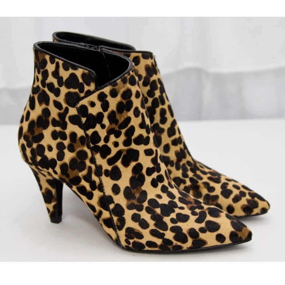 ISO Nine West jet lagged leopard booties